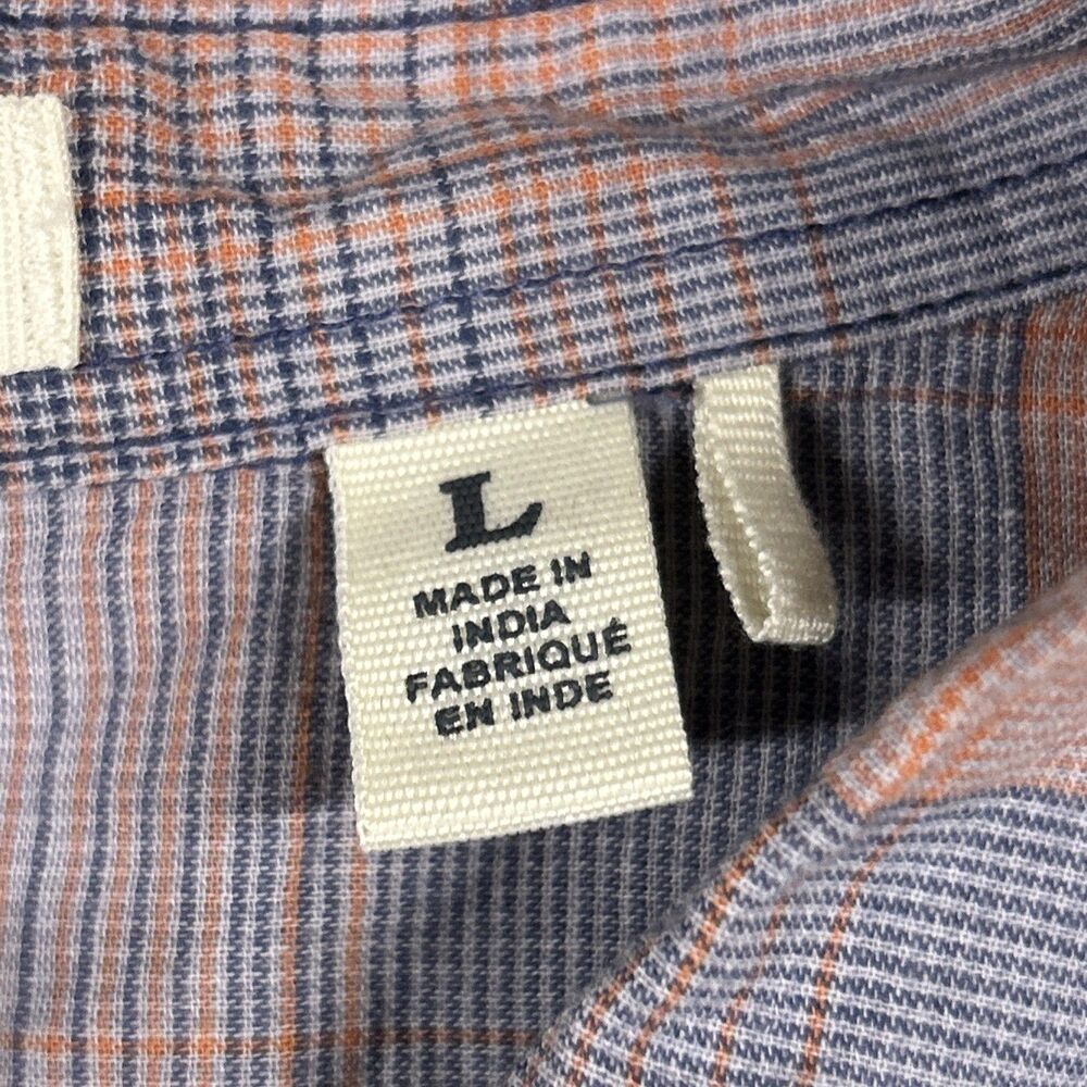 Toad & Co Shirt Womens Large Airbrush Deco Button Blue Pink Plaid Organic Cotton - Picture 3 of 9